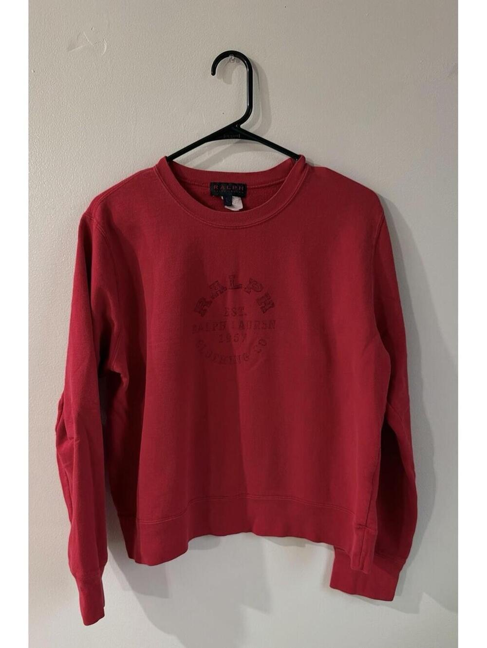 VTG RARE RALPH Ralph Lauren Tartan Label Crewneck Sweatshirt Size Large